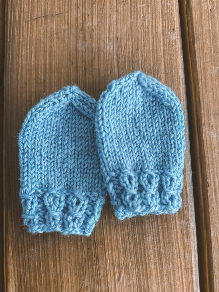 Bestemors flettevott til baby, uten tommel- oppskrift